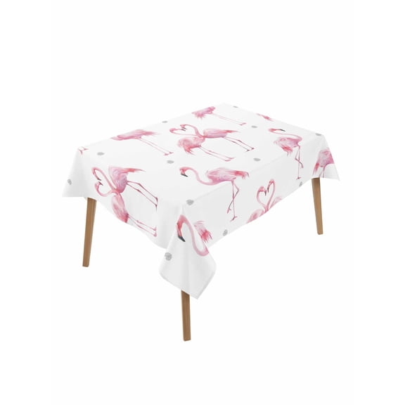 Pink Flamingo Table Cloth, Waterproof Tablecloth for Rectangle Tables, Summer Tropical Animals Reusable Washable Fabric Table Cover for Restaurant Kitchen Dining Tables 60"x84"