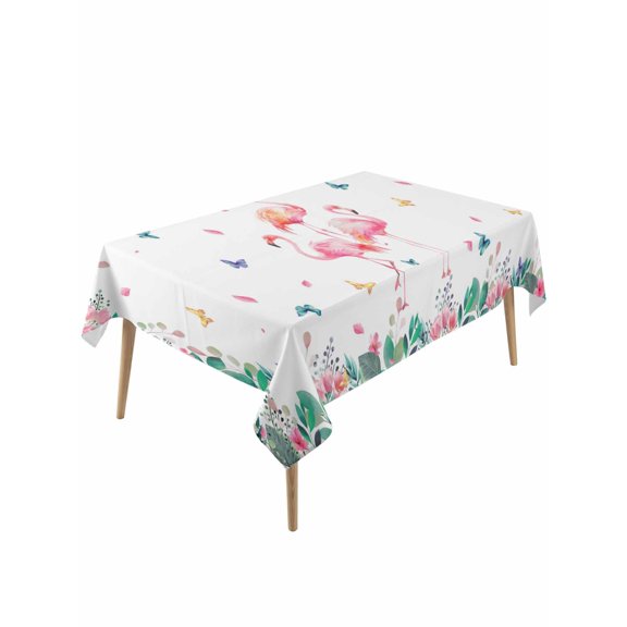 Pink Flamingo Table Cloth, Waterproof Tablecloth for Rectangle Tables, Tropical Botanical Summer Butterfly Flower Reusable Washable Fabric Table Cover for Restaurant Kitchen Dining Tables 60"x120"
