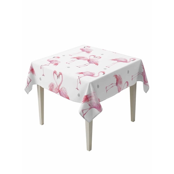 Pink Flamingo Table Cloth, Waterproof Tablecloth for Square Tables, Summer Tropical Animals Reusable Washable Fabric Table Cover for Restaurant Kitchen Dining Tables 54"x54"