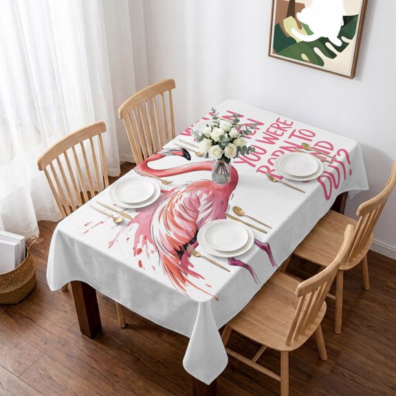 Pink Flamingo Table Cloth Waterproof Tablecloths, Summer Animal Gradient Watercolor Tablecloth Dining Table Cover for Kitchen Party Tabletop Outdoor, Rectangle Tablecloth 60x84 Inch