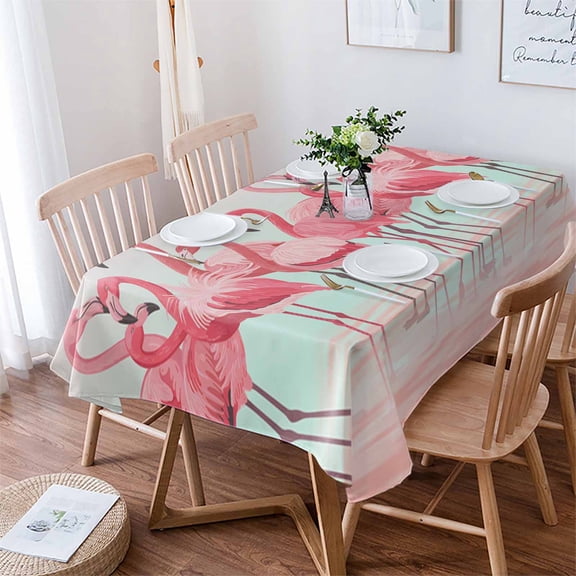 Pink Flamingo Tablecloth Rectangle Table Cloth 60x102 , Waterproof Tablecloth Outdoor Table Cloth, Summer Tropical Flamingo Hawaii Animals Washable Table Cover for Kitchen Dining Party