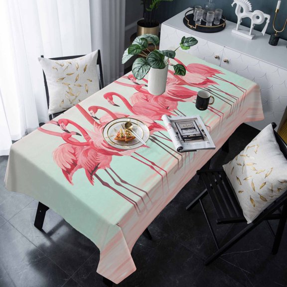 Pink Flamingo Tablecloth Rectangle Table Cloth 60x120 , Waterproof Tablecloth Outdoor Table Cloth, Summer Tropical Flamingo Hawaii Animals Washable Table Cover for Kitchen Dining Party