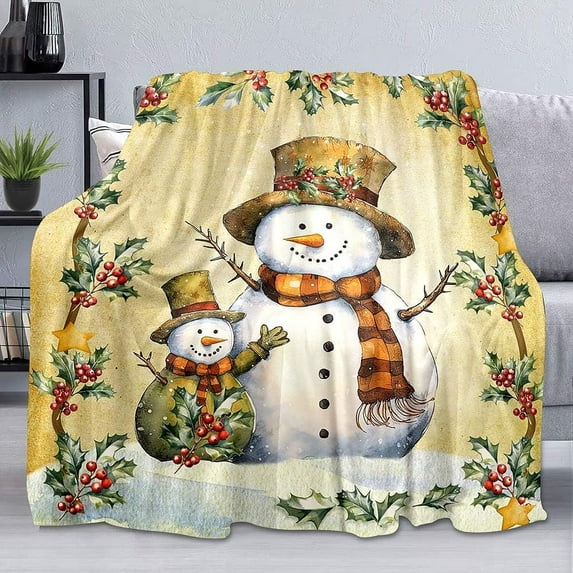 Pink Flamingo Throw Blanket, Christmas Blanket, Hibiscus Green Palm Leaf Tropical Xmas Gifts Holiday Blanket, White Blanket, Soft Flannel Blanket for Couch, Sofa, 30"x40"(Baby Size)