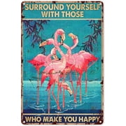 Pink Flamingo Tin Sign Yoga Let That Shit Go Flamingo Metal Sign Decor Tin Aluminum Sign Wall Art Metal Poster for Home Party Bathroom Outdoor 12x8 inch