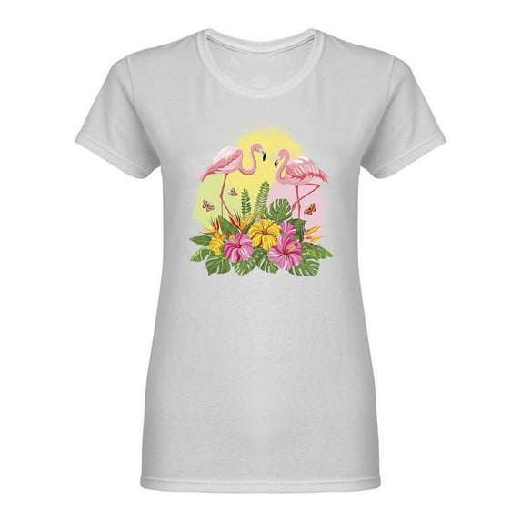 Pink Flamingo Tropical Design Shaped T-Shirt Women -Image by Shutterstock, Female Small