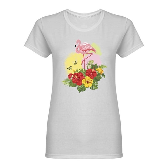 Pink Flamingo Tropical Style Shaped T-Shirt Women -Image by Shutterstock, Female Small