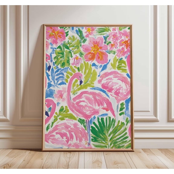 Pink Flamingo Tropical Summer Poster Unframed Paper Print