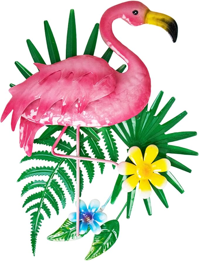 Pink Flamingo Wall Decor, Outdoor Metal Wall Art, Flamingo Gifts for