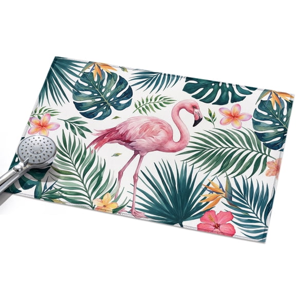 Pink Flamingo Washable Area Rug 2 x 3 ft Palm Leaf Summer Coastal Tropical Botanical Soft Non Slip Rugs Stain Repellent Indoor Felt Carpet for Living Dining Room Bedroom Home Office