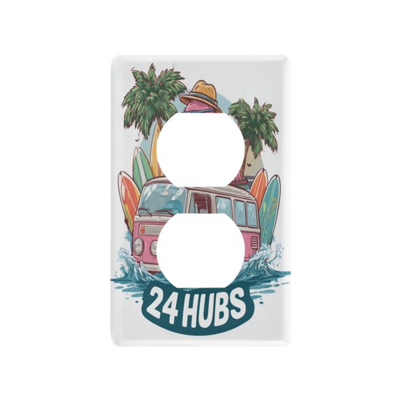 Pink Flamingo Wearing Sunglasses Decorative Wall Plate, Flame Retardant PC Plastic Light Switch & Outlet Cover with Mounting Screws Fits Duplex Outlets