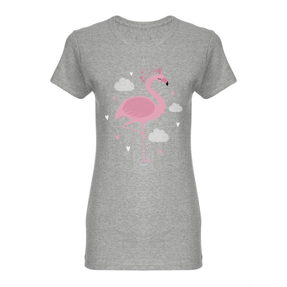 Pink Flamingo With A Crown Shaped T-Shirt Women -Image by Shutterstock, Female Large