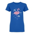 thumbnail image 1 of Pink Flamingo With A Crown Shaped T-Shirt Women -Image by Shutterstock, Female Small, 1 of 2
