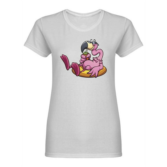 Pink Flamingo With Sunglasses Shaped T-Shirt Women -Image by Shutterstock, Female x-Large