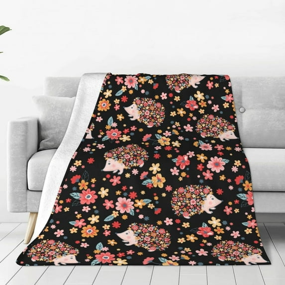 Pink Flamingo and Palm Leaves Throw Blanket for Bed Sofa Couch Fleece Blankets Lightweight Soft Cozy 50"x40" A1