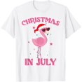 thumbnail image 1 of Pink Flamingo in Santa Hat Christmas In July Girl T-Shirt TShirt, 1 of 4
