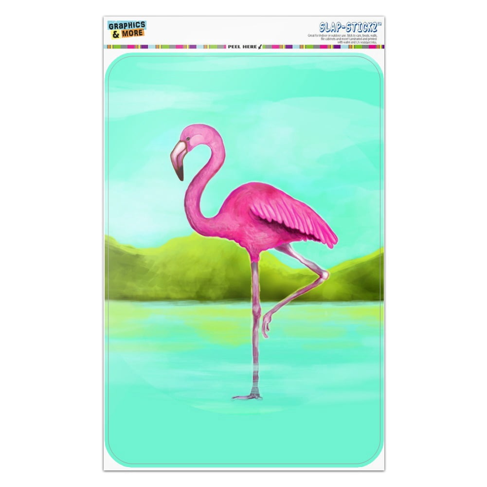Pink Flamingo in Water Home Business Office Sign - Window Sticker - 8 ...