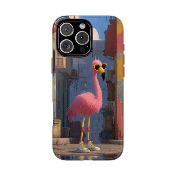 Pink Flamingo with Sneakers and Sunglasses Art Phone Case for 11 12 13 14 15 16 17 Pro Max