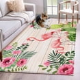 thumbnail image 1 of Pink Flamingos Area Rugs 3'x5', Washable Small Throw Rugs for Living Room Bedroom, Summer Tropical Flowers Cactus Wooden Indoor Outdoor Rug Non-Slip Low Pile Carpet Runner Reversible Floor Mats, 1 of 8