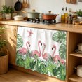 thumbnail image 1 of Pink Flamingos Cabinet Curtains for Kitchen 35"W x 35"L, Green Jungle Tropical Palm Leaves Botanical Laundry Sink Cabinets Magic Tape Short Curtain Privacy Panel for Bathroom Vanity Cabinets, 1 of 9
