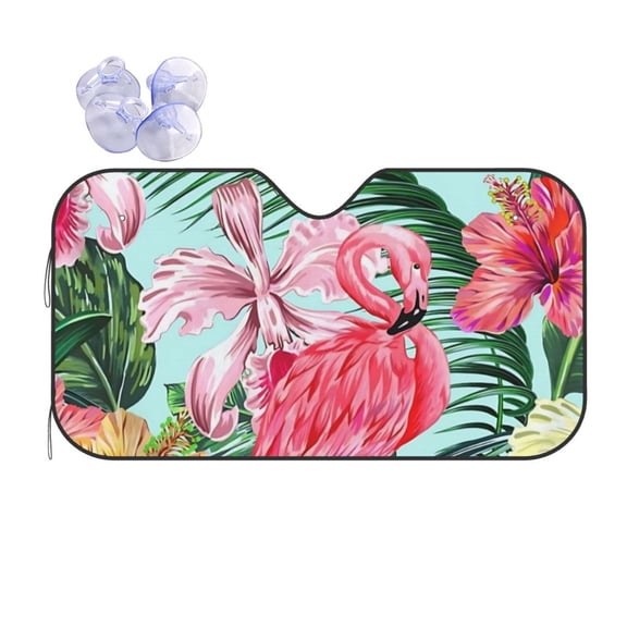 Pink Flamingos Car Windshield Sun Shade Universal Fit Auto Sun Visor Protector
