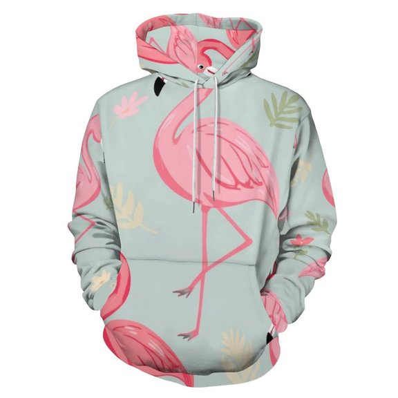 Pink Flamingos Floral Pattern(3) Men's Women Vintage 3D Hooded Sweatshirt - All-Season Loose Fit Streetwear