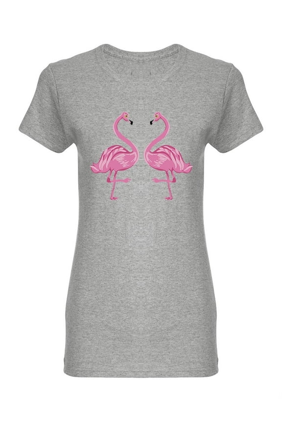 Pink Flamingos In One Leg Shaped T-Shirt Women -Image by Shutterstock, Female x-Large