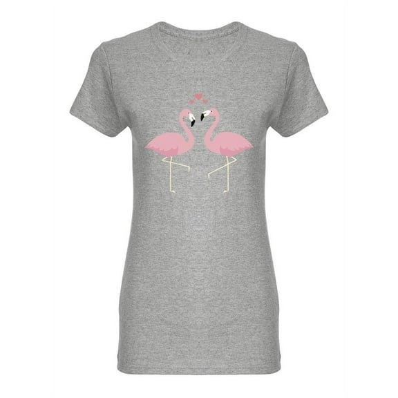 Pink Flamingos Love Shaped T-Shirt Women -Image by Shutterstock, Female Large