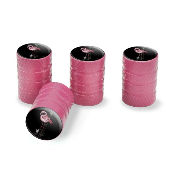 Pink Flamingos Palm Tree Tire Rim Wheel Aluminum Valve Stem Caps