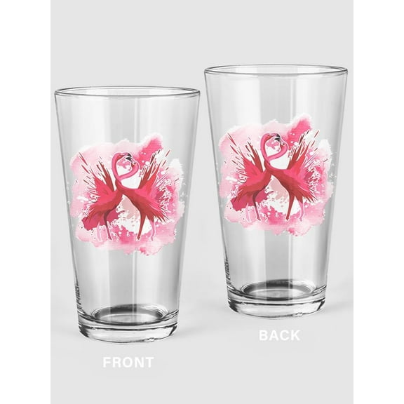 Pink Flamingos Pint Glass -SPIdeals Designs, 16 oz Transparent Glass