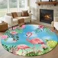 thumbnail image 1 of Pink Flamingos Round Area Rug 6Ft Washable Circle Rugs for Bathroom Office, Summer Beach Tropical Floral Cactus Non-Slip Carpet Floor Mats Indoor Outdoor Carpet Runner Aesthetic Home Decor, 1 of 8