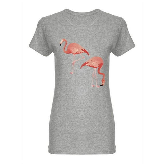 Pink Flamingos Side View Shaped T-Shirt Women -Image by Shutterstock, Female Large