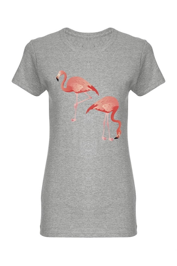 Pink Flamingos Side View Shaped T-Shirt Women -Image by Shutterstock, Female Small