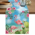 thumbnail image 1 of Pink Flamingos Table Runner 90 Inches, Summer Beach Tropical Floral Cactus Bed Runner Dresser Scarves Tabletop for Indoor Outdoor Parties/Ceremony/Banquet, 13" x 90", 1 of 9
