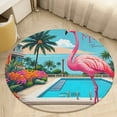 thumbnail image 1 of Pink Flamingos Tropical Leaves And Flower Round Area Rugs for Bedroom Living Room, 6FT Soft Indoor Circle Carpets, Carpet Home Decor Floor Mat, 1 of 6