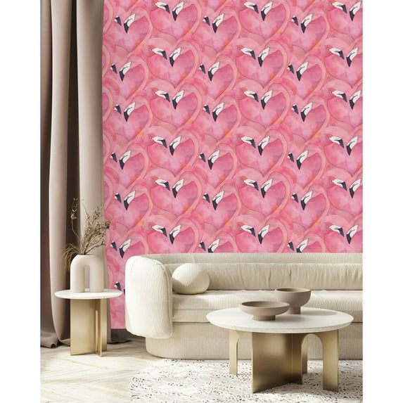 Pink Flamingos Wallpaper Pre-Pasted - 25"W x 125"H