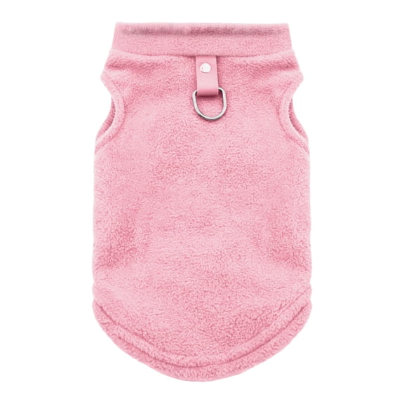 Pink Fleece Dog Vest with Built-In D-Ring Harness, Xl Size, Warm Winter Sweater for Small and Medium Pets