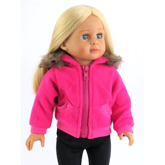 Pink Fleece Jacket with Fur Trim For 18 Inch Dolls