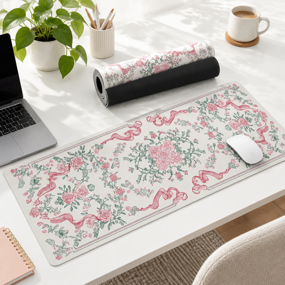 Pink Flgaming Mouse Pad Desk Mat Xl Large Mousepad Non-slip Extended Big For Desktop Decor Office Accessories Women 31.5x11.8in