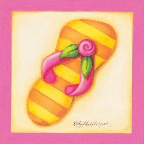 Pink Flip Flop I Canvas Art - Kathy Middlebrook (24 x 24)