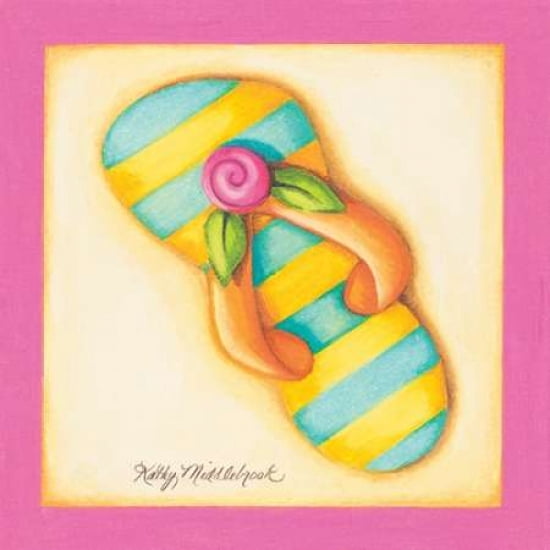 Pink Flip Flop II Canvas Art - Kathy Middlebrook (24 x 24)