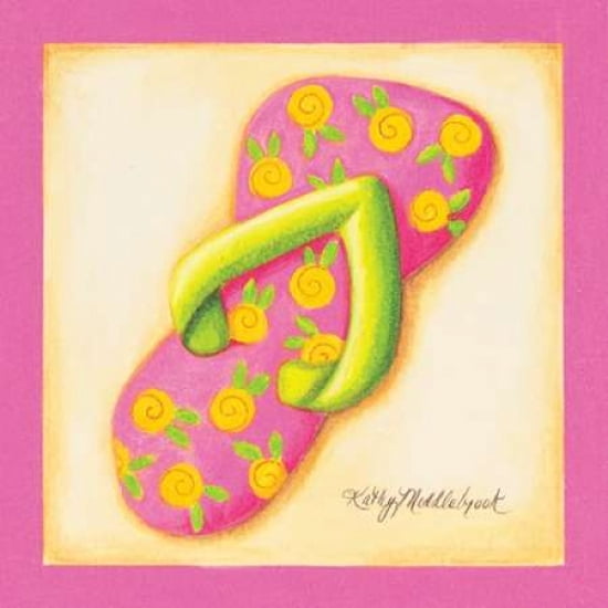 Pink Flip Flop III Canvas Art - Kathy Middlebrook (24 x 24)
