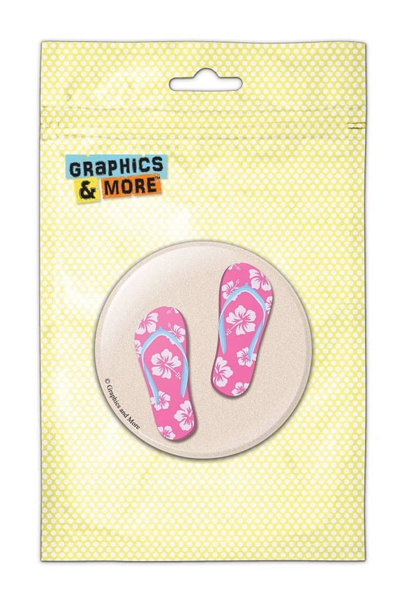 Pink Flip Flops on Sand Sandals Beach Pinback Button Pin Badge