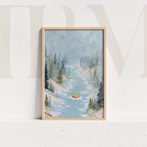 Pink Float River Landscape Print, Dreamy Forest Nature Art Home Decor UNFRAMED Poster, Wall Art for Decor, Present, 16x24