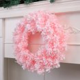 thumbnail image 1 of Pink Flocked Artificial Christmas Wreath Front Door Hanging Pine Wreath Indoor Holiday Wall Decor, 1 of 7