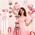thumbnail image 1 of Pink Flocked Velvet Bow Garland Set, 2 Wrinkle Free Photo Clip Ribbon for Valentine’s Day Window Wall Decor, Memory Display Without Pins, Soft Matte Finish, 1 of 9