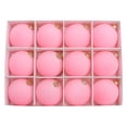 thumbnail image 1 of Pink Flocked Velvet Christmas Tree Ball Ornaments Set Of 12 2.4 Inch For Holiday Decor, 1 of 6