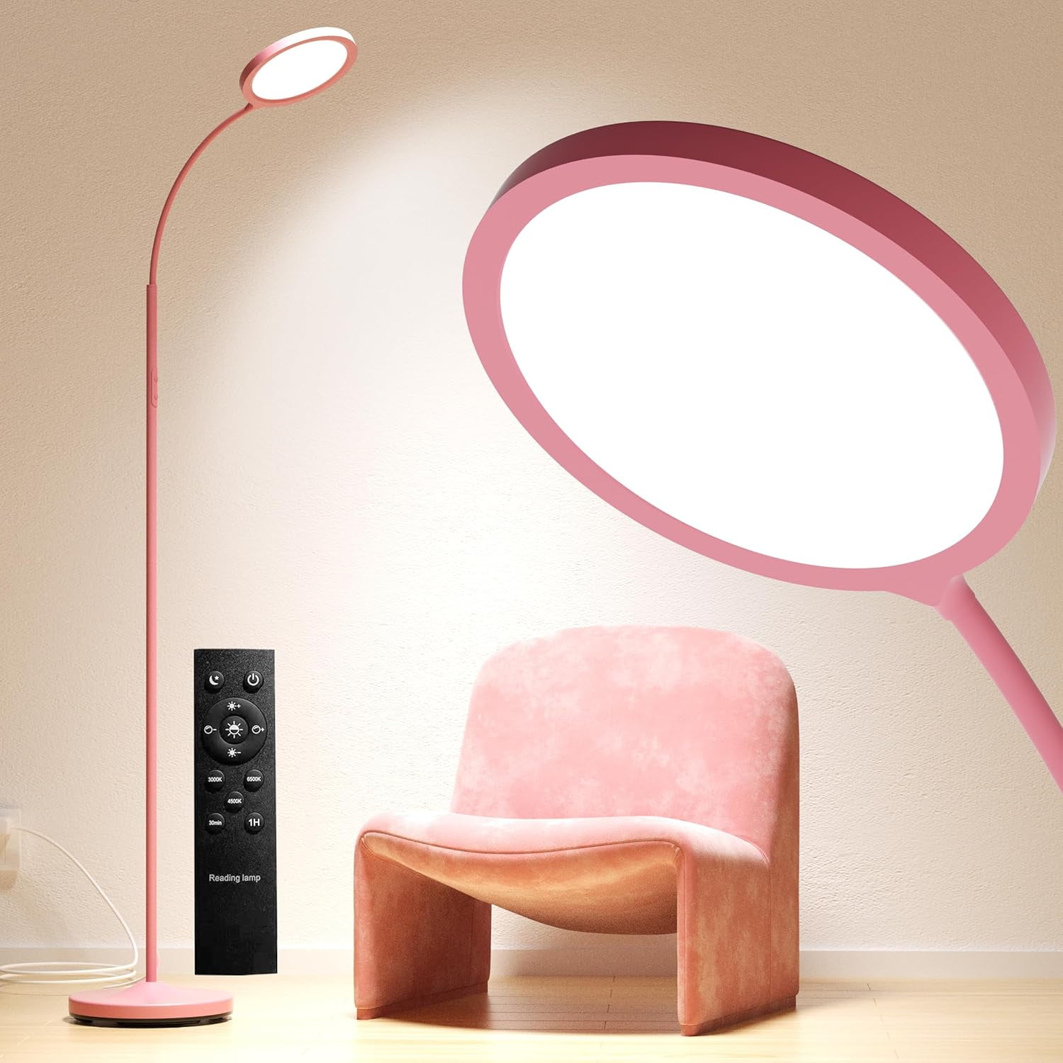 Pink Floor Lamp,Super Bright Dimmable LED Lamps for Living Room, Custom