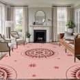 thumbnail image 1 of Pink Floral 5'x7' Area Rug, Circular Flowers Ethnic Abstract Aesthetic Washable Non-Slip Soft Rugs, Low-Pile Large Carpet for Living Room Bedroom Dining Room, Non-Shedding Accent Rug, 1 of 9