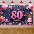 thumbnail image 1 of Pink Floral 80th Birthday Banner Golden Accents Display Sparkling Design Balloon Decor 80th Celebration Backdrop for 80th Birthday Party Elderly Celebration Milestone Event, 1 of 4