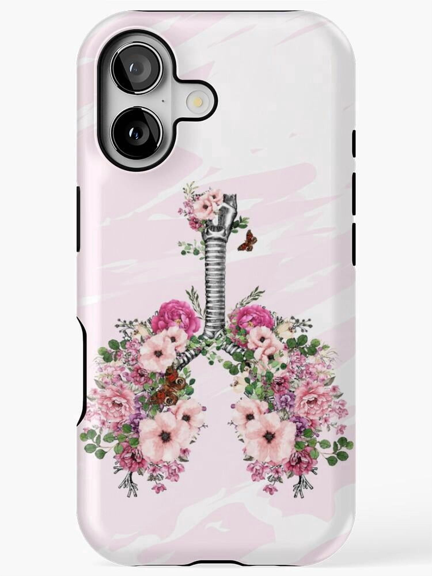 Pink Floral Anatomical Lungs Tough Cell Phone Case for Apple iPhone ...
